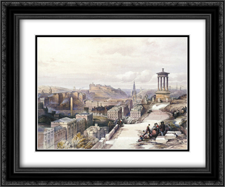 View Of Edinburgh 18x15 Black Ornate Wood Framed Art Print Poster with Double Matting by Turner, J.M.W.