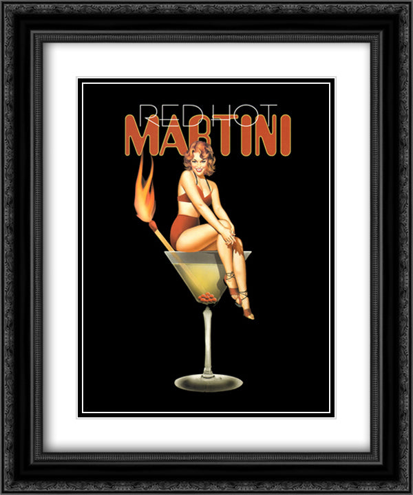 Red Hot Martini 16x19 Black Ornate Wood Framed Art Print Poster with Double Matting by Burch, Ralph
