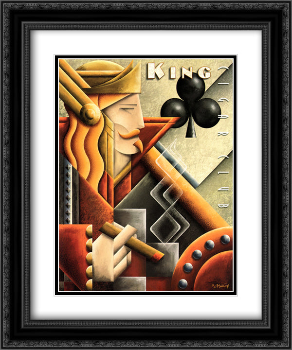 King Cigar Club 16x19 Black Ornate Wood Framed Art Print Poster with Double Matting by Kungl, Michael
