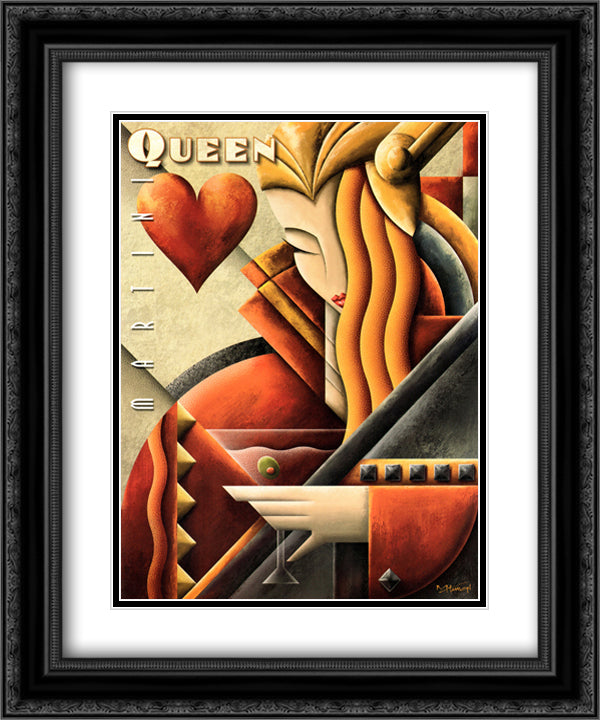 Martini Queen 16x19 Black Ornate Wood Framed Art Print Poster with Double Matting by Kungl, Michael