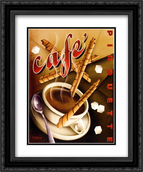 Cafe Pirouette 16x19 Black Ornate Wood Framed Art Print Poster with Double Matting by Kungl, Michael
