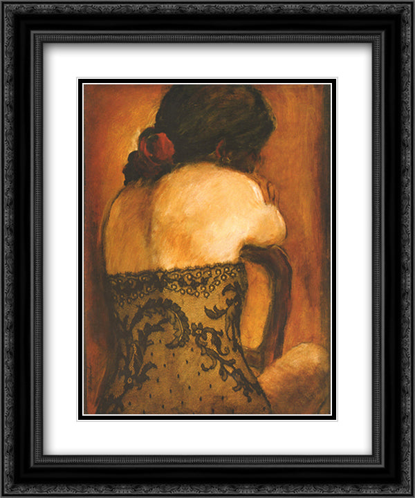 La Belle Espagnole 16x19 Black Ornate Wood Framed Art Print Poster with Double Matting by Delpomdor, Robert
