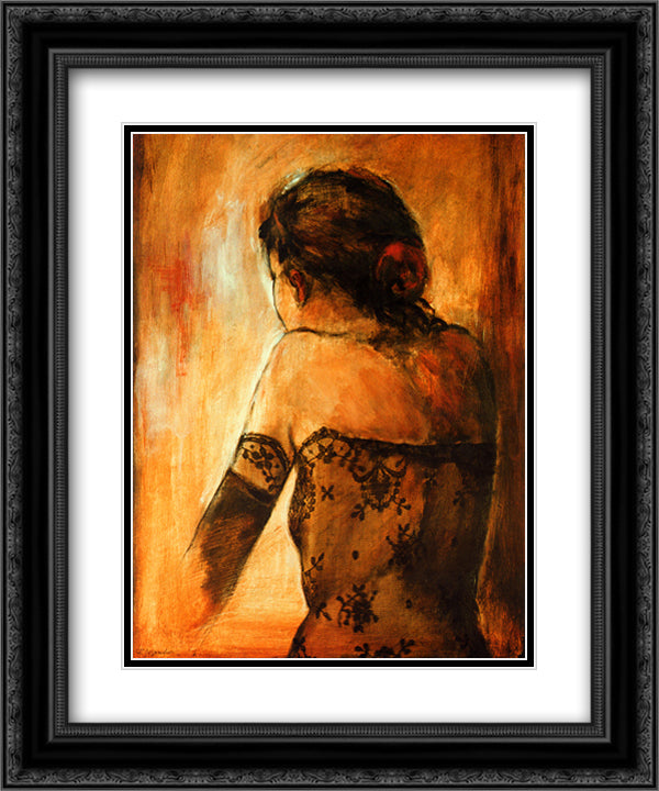 Room With A View 16x19 Black Ornate Wood Framed Art Print Poster with Double Matting by Delpomdor, Robert