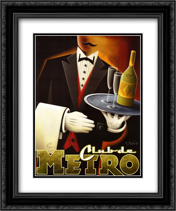 Club de Metro 16x19 Black Ornate Wood Framed Art Print Poster with Double Matting by Kungl, Michael
