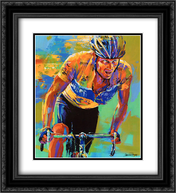 Lance Armstrong - 7X Tour de France Champion 15x18 Black Ornate Wood Framed Art Print Poster with Double Matting by Farley, Malcolm