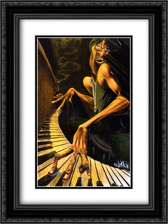 Lounge Smoke 12x14 Black Ornate Wood Framed Art Print Poster with Double Matting by Garibaldi, David
