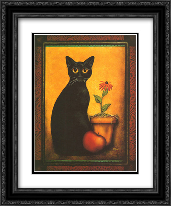 Framed Cat II 15x18 Black Ornate Wood Framed Art Print Poster with Double Matting by Fries, Jessica