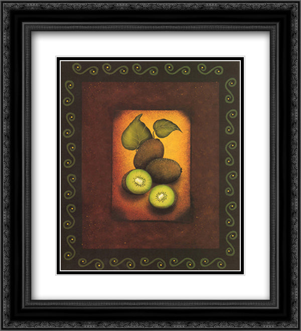 Tropical Fruit Kiwi 15x18 Black Ornate Wood Framed Art Print Poster with Double Matting by Fries, Jessica