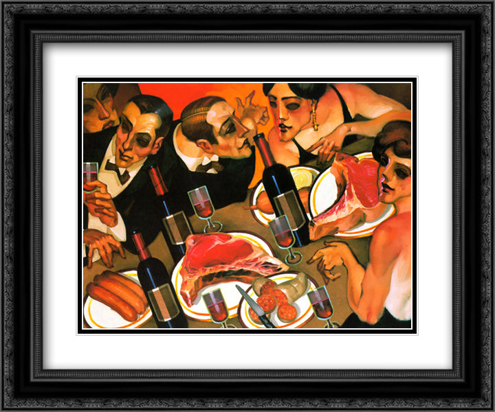 Barbecue a Paris 15x18 Black Ornate Wood Framed Art Print Poster with Double Matting by Machado, Jaurez