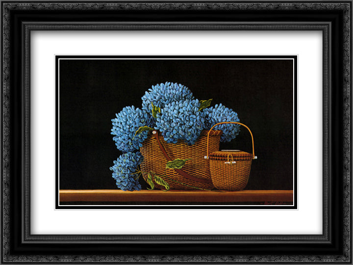 Nantucket Blue 15x18 Black Ornate Wood Framed Art Print Poster with Double Matting by Duff, Robert