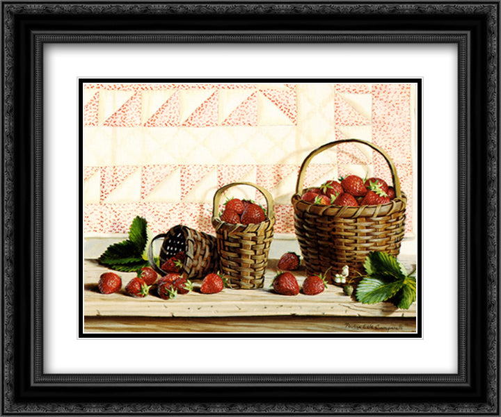 Strawberry Time 18x15 Black Ornate Wood Framed Art Print Poster with Double Matting by Campanelli, Pauline Eble
