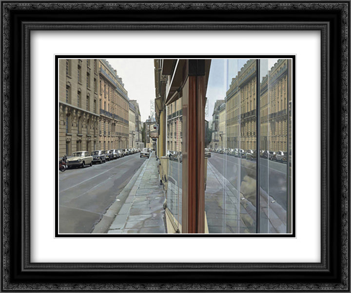 Paris Street Scene 16x14 Black Ornate Wood Framed Art Print Poster with Double Matting by Estes, Richard