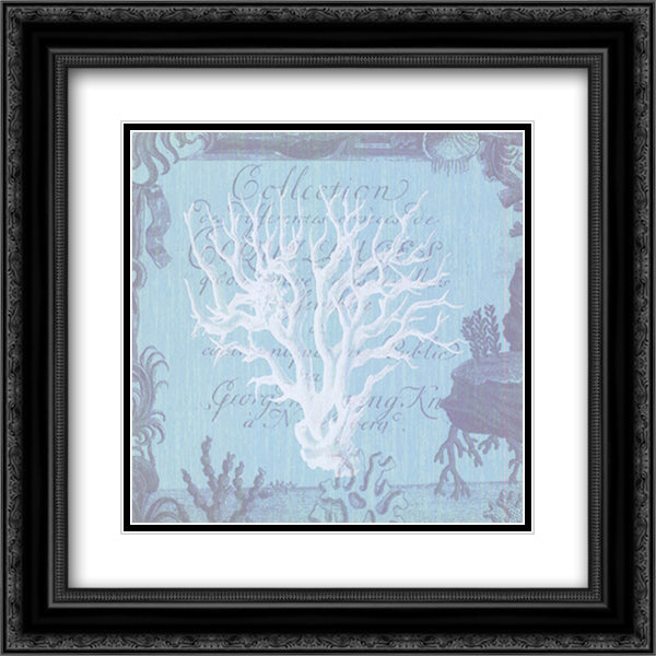 Seaside Coral III 14x14 Black Ornate Wood Framed Art Print Poster with Double Matting by Scaletta, Paula