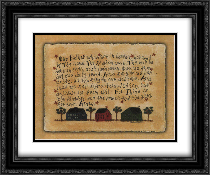 The Lord's Prayer 18x15 Black Ornate Wood Framed Art Print Poster with Double Matting by Maphies, Lori