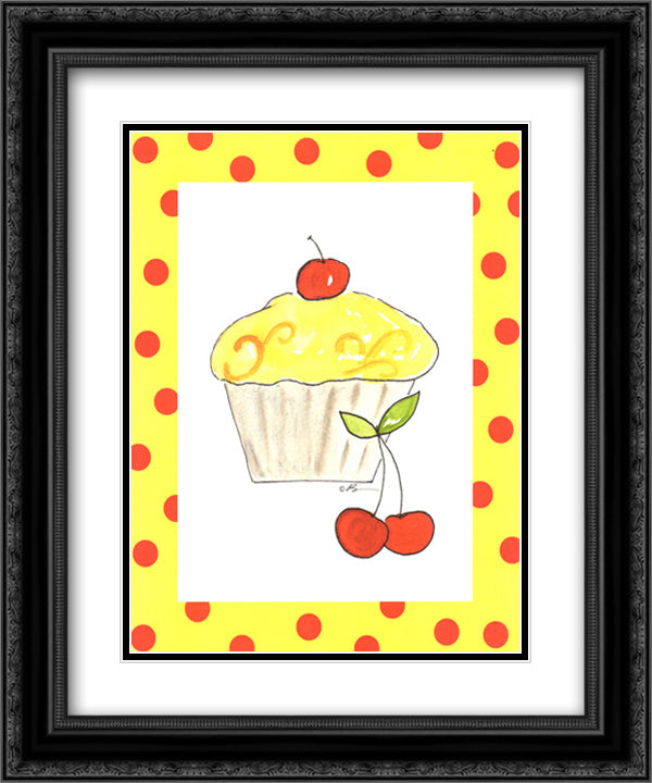Lemon Cupcake 15x18 Black Ornate Wood Framed Art Print Poster with Double Matting by Bowman, Serena