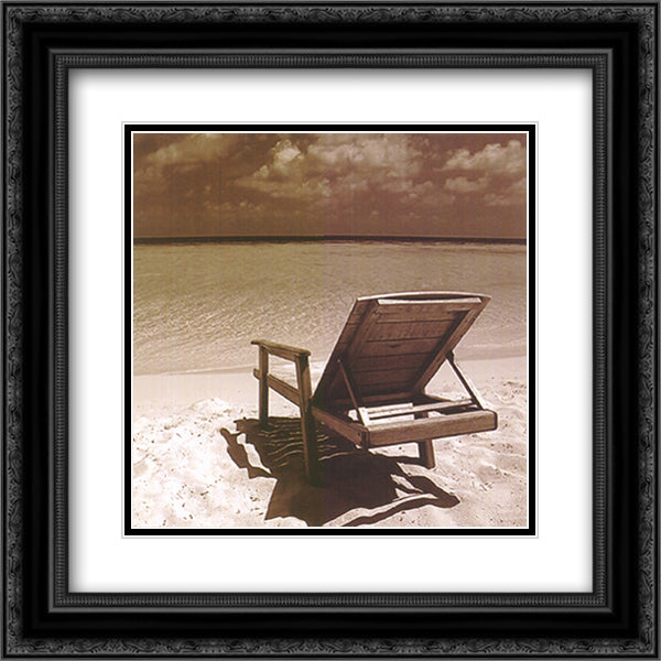 Beach Chair 10x10 Black Ornate Wood Framed Art Print Poster with Double Matting by Mitchell, Stephen