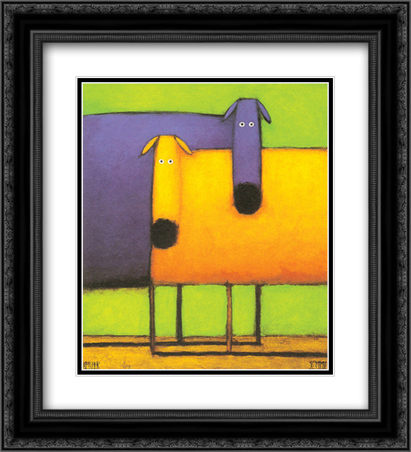 Purple and Orange Dogs 13x16 Black Ornate Wood Framed Art Print Poster with Double Matting by Kessler, Daniel
