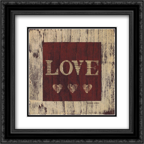 Love 14x14 Black Ornate Wood Framed Art Print Poster with Double Matting by Kimble, Warren
