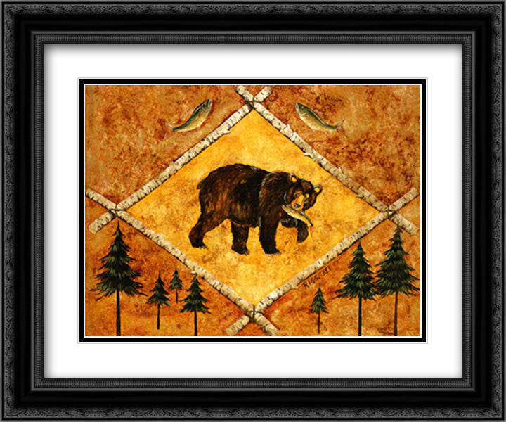 Adirondack Bear 18x15 Black Ornate Wood Framed Art Print Poster with Double Matting by White, Suzan Riggsbee