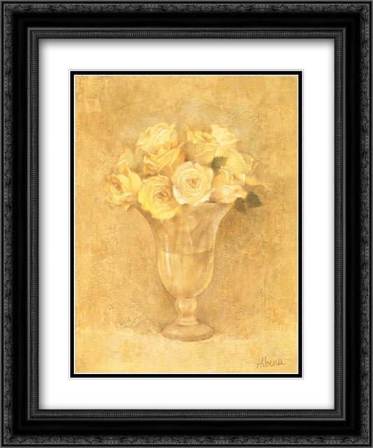 Brocade Roses 15x18 Black Ornate Wood Framed Art Print Poster with Double Matting by Hristova, Albena