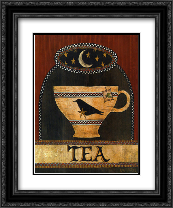 Cup of Tea 15x18 Black Ornate Wood Framed Art Print Poster with Double Matting by Hilliker, Lisa