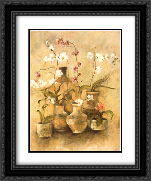Arrangement of Orchids I 15x18 Black Ornate Wood Framed Art Print Poster with Double Matting by Blum, Cheri