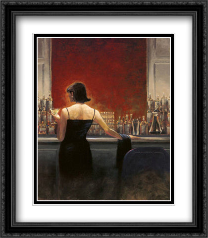 Evening Lounge 28x32 Black Ornate Wood Framed Art Print Poster with Double Matting by Lynch, Brent