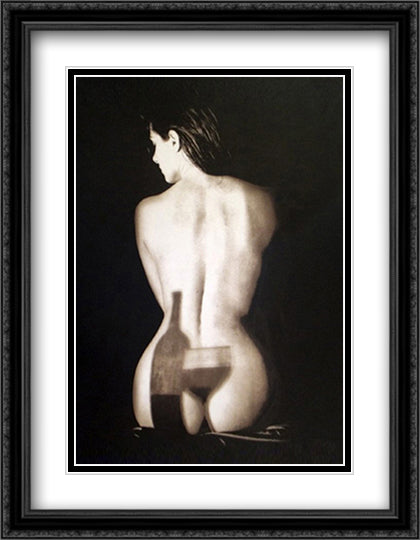 Willi's Wine Bar - Paris 28x36 Black Ornate Wood Framed Art Print Poster with Double Matting by Hanabusa, Lyu