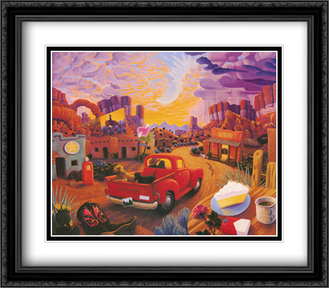 Sunset Ride 32x28 Black Ornate Wood Framed Art Print Poster with Double Matting by Morath, Stephen