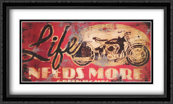 Life Needs More Green Lights 40x20 Black Ornate Wood Framed Art Print Poster with Double Matting by White, Rodney