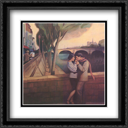 April in Paris 28x28 Black Ornate Wood Framed Art Print Poster with Double Matting by Kelley, Gary