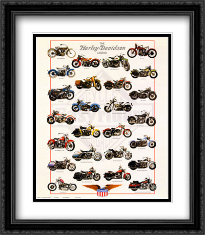 The Harley-Davidson Legend 28x40 Black Ornate Wood Framed Art Print Poster with Double Matting by Patrignani, Libero