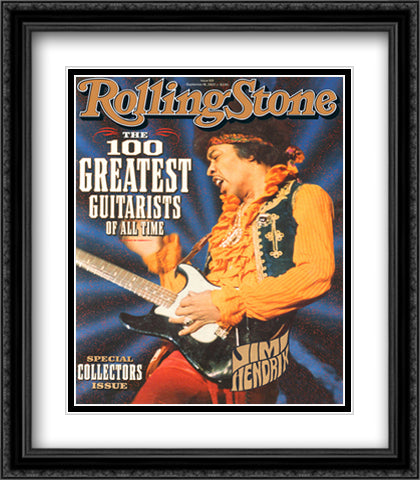 Jimi Hendrix Rolling Stone Cover 28x40 Black Ornate Wood Framed Art Print Poster with Double Matting