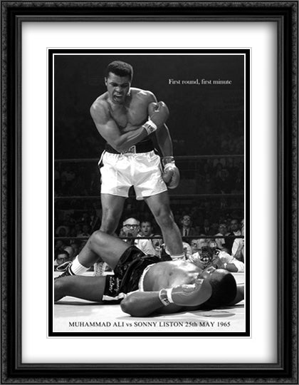 Muhammed Ali 28x40 Black Ornate Wood Framed Art Print Poster with Double Matting