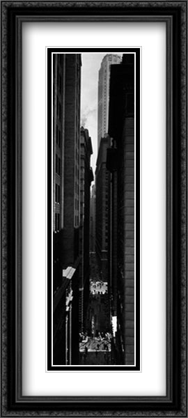 Exchange Place (N.Y.P.L.) 12x40 Black Ornate Wood Framed Art Print Poster with Double Matting by Abbott, Berenice