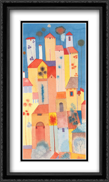 Rooftops, Tuscany 24x40 Black Ornate Wood Framed Art Print Poster with Double Matting by Lazzerini, Giuliana