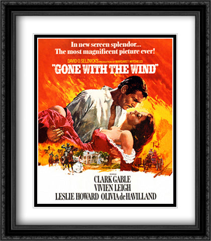 Gone With The Wind 28x32 Black Ornate Wood Framed Movie Poster with Double Matting