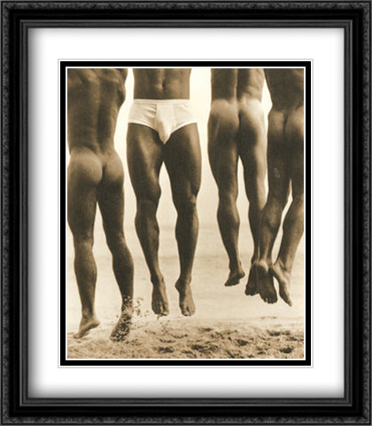 Jump 28x36 Black Ornate Wood Framed Art Print Poster with Double Matting by Ritts, Herb