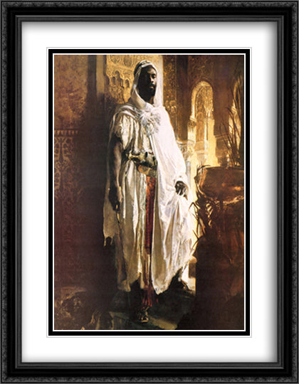 The Moorish Chief 28x36 Black Ornate Wood Framed Art Print Poster with Double Matting by Charlemont, Eduard