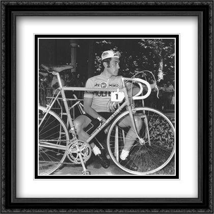 Incomparable Eddy Merckx 28x31 Black Ornate Wood Framed Art Print Poster with Double Matting