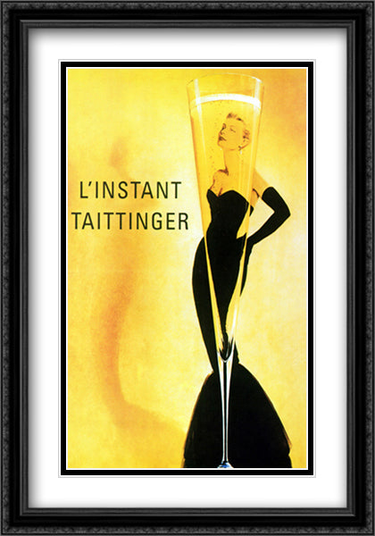 Taittinger 28x40 Black Ornate Wood Framed Art Print Poster with Double Matting