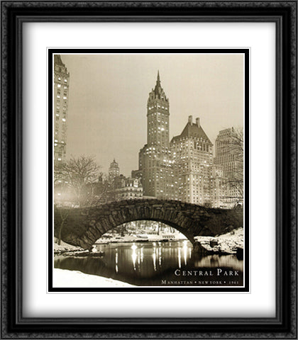 New York-Central Park 28x32 Black Ornate Wood Framed Art Print Poster with Double Matting