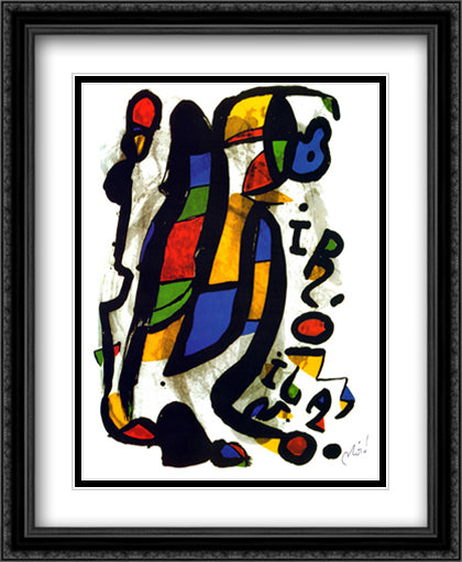 Milano 28x34 Black Ornate Wood Framed Art Print Poster with Double Matting by Miro, Joan
