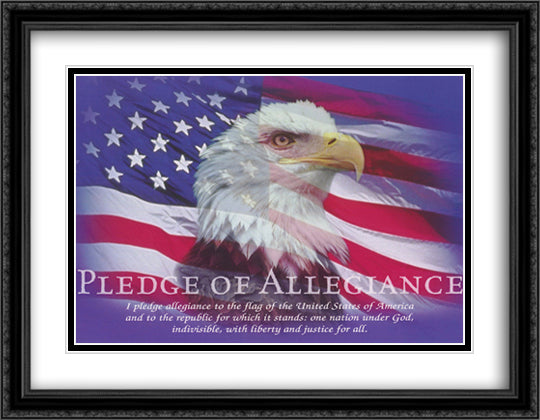 Pledge of Allegiance 40x28 Black Ornate Wood Framed Art Print Poster with Double Matting by Downs, Bob