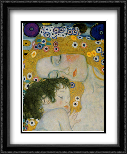 Three Ages of Woman - Mother and Child, c.1905 (detail) 28x34 Black Ornate Wood Framed Art Print Poster with Double Matting by Klimt, Gustav