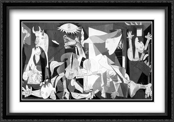 Guernica, 1937 40x28 Black Ornate Wood Framed Art Print Poster with Double Matting by Picasso, Pablo