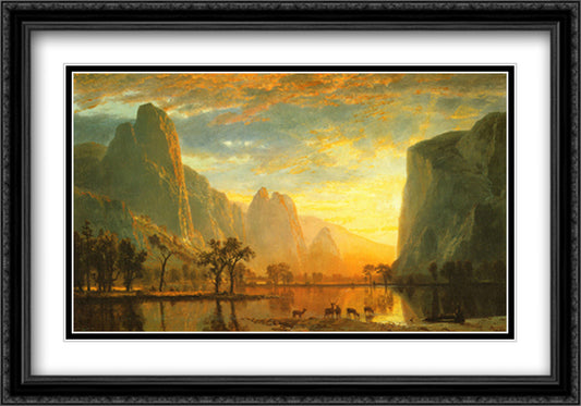 Valley of the Yosemite 40x28 Black Ornate Wood Framed Art Print Poster with Double Matting by Bierstadt, Albert