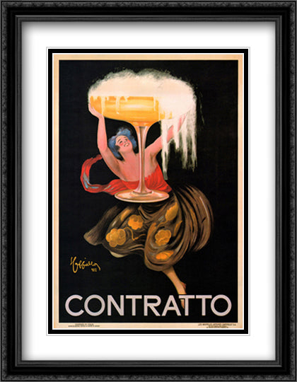 Contratto 28x36 Black Ornate Wood Framed Art Print Poster with Double Matting by Cappiello, Leonetto