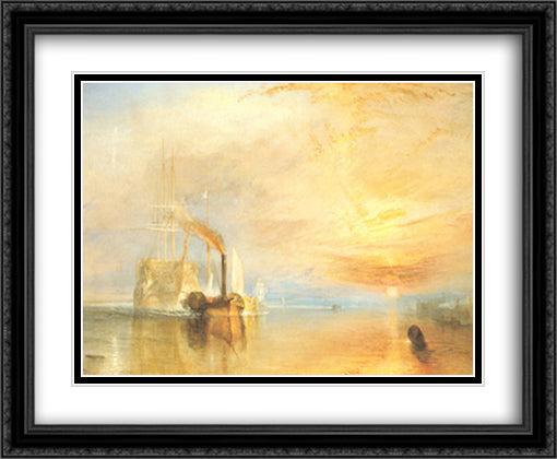 The Fighting Temeraire 34x28 Black Ornate Wood Framed Art Print Poster with Double Matting by Turner, J.M.W.