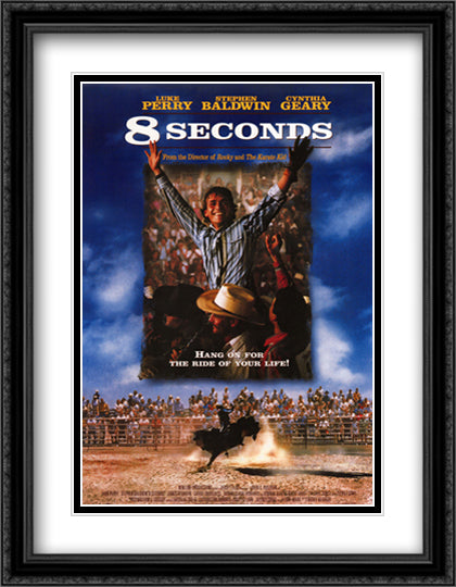 8 Seconds 28x36 Black Ornate Wood Framed Movie Poster with Double Matting